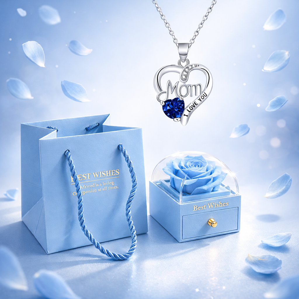 Eternal Love Rose & Heart Necklace Gift Set