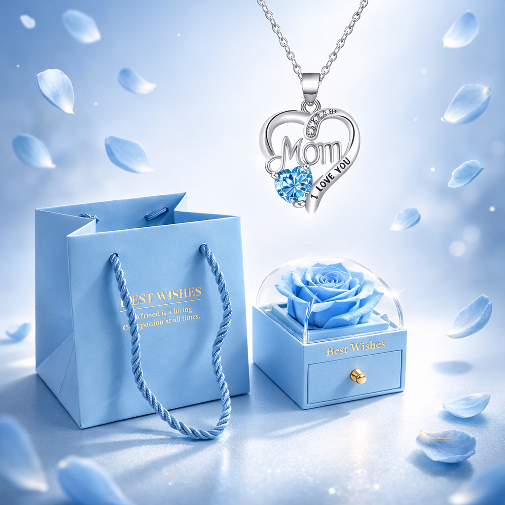 Eternal Love Rose & Heart Necklace Gift Set